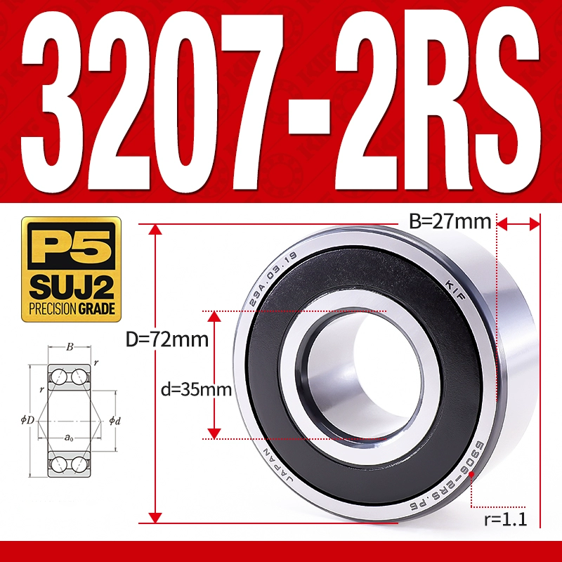 Vòng bi - bạc đạn 3207-2RS  (Phớt cao su -  35*72*27 mm)