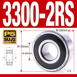 Vòng bi - bạc đạn 3300-2RS  (Phớt cao su - 10*35*19 mm)