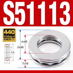 Vòng bi - bạc đạn S51113 (Chặn trục - Inox440C - 65*90*18 mm)