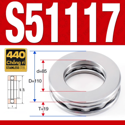 Vòng bi - bạc đạn S51117 (Chặn trục - Inox440C - 85*110*19 mm)