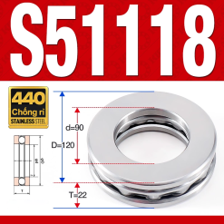 Vòng bi - bạc đạn S51118 (Chặn trục - Inox440C - 90*120*22 mm)