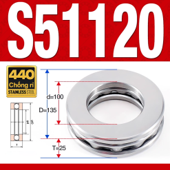 Vòng bi - bạc đạn S51120 (Chặn trục - Inox440C - 100*135*25 mm)