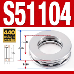 Vòng bi - bạc đạn S51104 (Chặn trục - Inox440C - 20*35*10 mm)