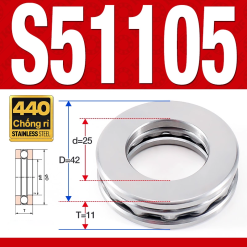 Vòng bi - bạc đạn S51105 (Chặn trục - Inox440C - 25*42*11 mm)
