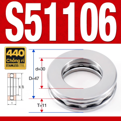 Vòng bi - bạc đạn S51106 (Chặn trục - Inox440C - 30*47*11 mm)