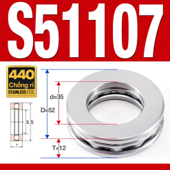 Vòng bi - bạc đạn S51107 (Chặn trục - Inox440C - 35*52*12 mm)