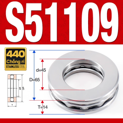 Vòng bi - bạc đạn S51109 (Chặn trục - Inox440C - 45*65*14 mm)