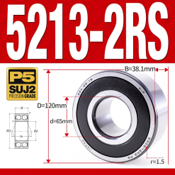 Vòng bi - bạc đạn 5213-2RS  (Phớt cao su - 65*120*38.1 mm)