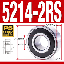 Vòng bi - bạc đạn 5214-2RS  (Phớt cao su - 70*125*39,7 mm)