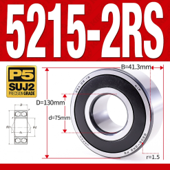 Vòng bi - bạc đạn 5215-2RS  (Phớt cao su - 75*130*41,3 mm)