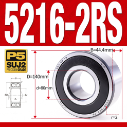 Vòng bi - bạc đạn 5216-2RS  (Phớt cao su - 80*140*44.4 mm)