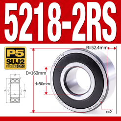 Vòng bi - bạc đạn 5218-2RS  (Phớt cao su - 90*160*52,4 mm)