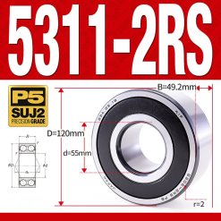 Vòng bi - bạc đạn 5311-2RS  (Phớt cao su - 55*120*49,2 mm)