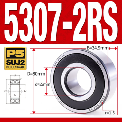 Vòng bi - bạc đạn 5307-2RS  (Phớt cao su - 35*80*34.9 mm)