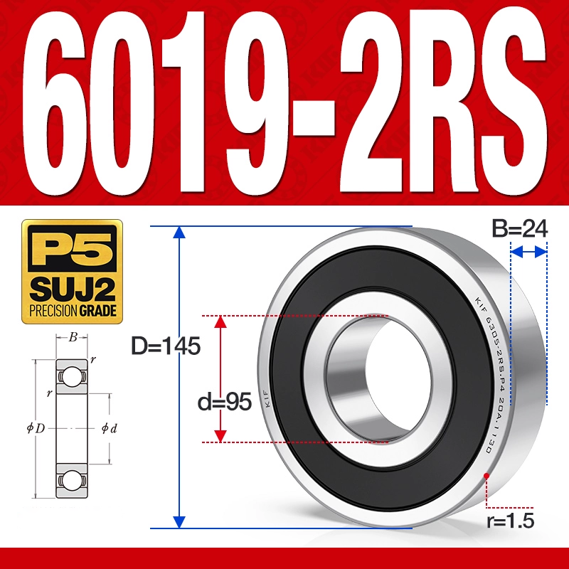 Vòng bi - bạc đạn 6019-2RS  (Phớt cao su - 95*145*24 mm)