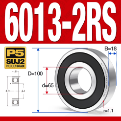 Vòng bi - bạc đạn 6013-2RS  (Phớt cao su - 65*100*18 mm)