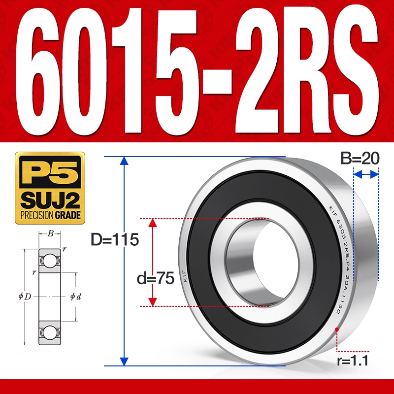Vòng bi - bạc đạn 6015-2RS  (Phớt cao su - 75*115*20 mm)