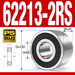 Vòng bi - bạc đạn 62213-2RS (Bi cầu 2 dãy - Phớt cao su - 65*120*31 mm)