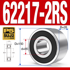 Vòng bi - bạc đạn 62217-2RS (Bi cầu 2 dãy - Phớt cao su - 85*150*28 mm)