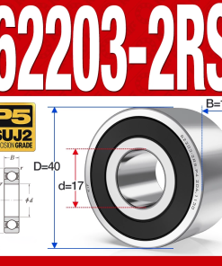 Vòng bi - bạc đạn 62203-2RS (Bi cầu 2 dãy - Phớt cao su - 17*40*16 mm)