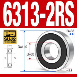 Vòng bi - bạc đạn 6313-2RS  (Phớt cao su - 65*140*33 mm)