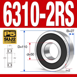 Vòng bi - bạc đạn 6310-2RS  (Phớt cao su - 50*110*27 mm)