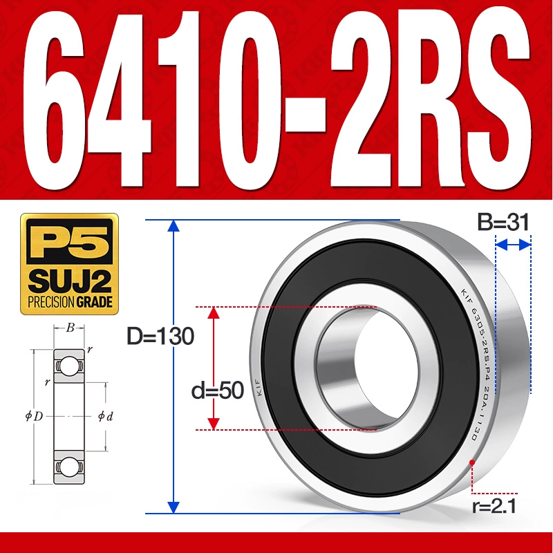 Vòng bi - bạc đạn 6410-2RS  (Phớt cao su - 50*130*31 mm)