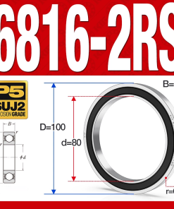 Vòng bi - bạc đạn 6816-2RS  (Phớt cao su - 80*100*10 mm)