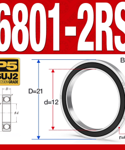 Vòng bi - bạc đạn 6801-2RS  (Phớt cao su -  12*21*5 mm)