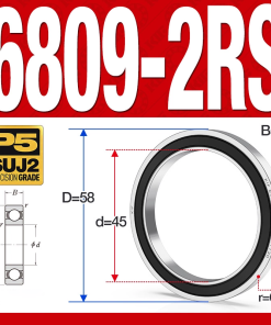 Vòng bi - bạc đạn 6809-2RS  (Phớt cao su -  45*58*7 mm)