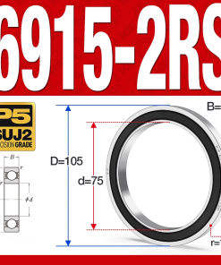 Vòng bi - bạc đạn 6915-2RS  (Phớt cao su - 75*105*16 mm)