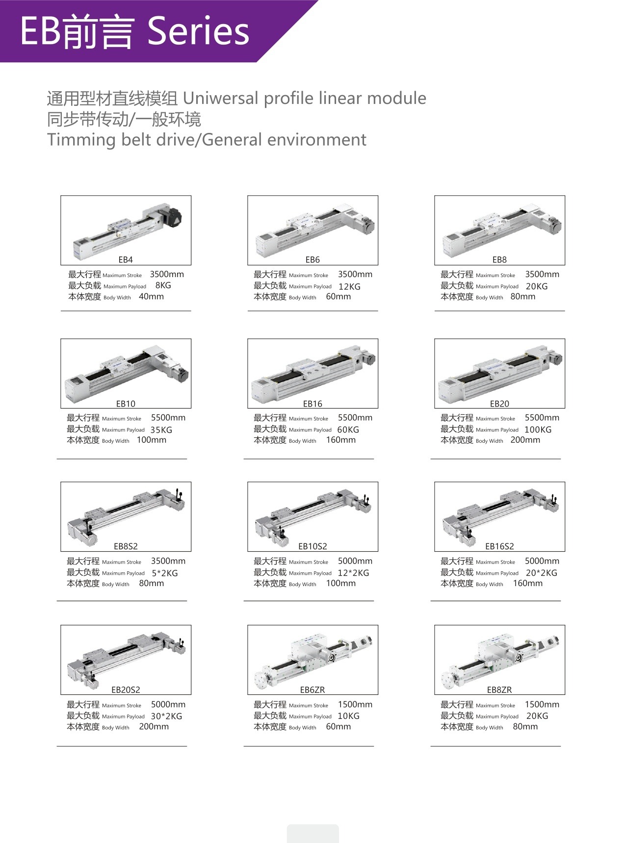 EB8 Module truyền động tuyến tính dây đai Dòng EB (Mô-đun tuyến tính đai định thời đa năng) 3 00220EB8ZR201 UJa5B 3