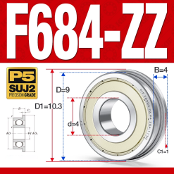 Vòng bi - bạc đạn F684-ZZ (Mặt bích -  4*9*4 mm)