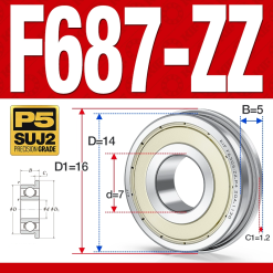 Vòng bi - bạc đạn F687-ZZ (Mặt bích - 7*14*5 mm)