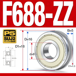 Vòng bi - bạc đạn F688-ZZ (Mặt bích - 8*16*5 mm)