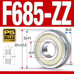 Vòng bi - bạc đạn F685-ZZ (Mặt bích - 5*11*5 mm)