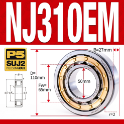 Vòng bi đũa - bạc đạn đũa trụ NJ310EM (Chặn trục 1 chiều - lồng cách bi Đồng - kt 0*110*27 mm)