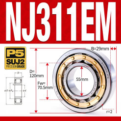 Vòng bi đũa - bạc đạn đũa trụ NJ311EM (Chặn trục 1 chiều - lồng cách bi Đồng - kt 5*120*29 mm)