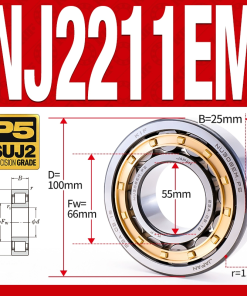 Vòng bi đũa - bạc đạn đũa trụ NJ2215EM (Chặn trục 1 chiều - lồng cách bi Đồng - kt 75*130*31 mm)