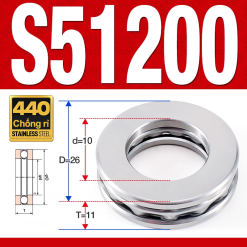 Vòng bi - bạc đạn S51200 (Chặn trục - Inox440C - 10*26*11 mm)