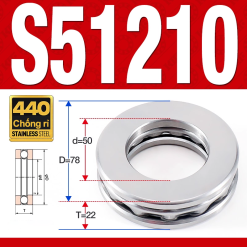 Vòng bi - bạc đạn S51210 (Chặn trục - Inox440C - 50*78*22 mm)