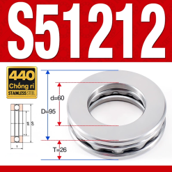 Vòng bi - bạc đạn S51212 (Chặn trục - Inox440C - 60*95*26 mm)
