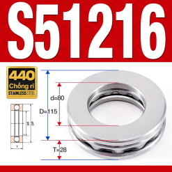 Vòng bi - bạc đạn S51216 (Chặn trục - Inox440C - 80*115*28 mm)