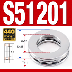 Vòng bi - bạc đạn S51201 (Chặn trục - Inox440C - 12*28*11 mm)