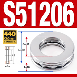 Vòng bi - bạc đạn S51206 (Chặn trục - Inox440C - 30*52*16 mm)
