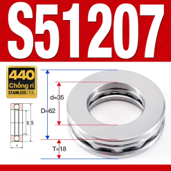 Vòng bi - bạc đạn S51207 (Chặn trục - Inox440C - 35*62*18 mm)