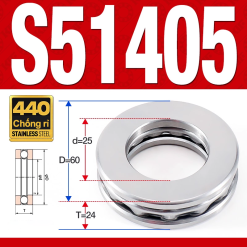 Vòng bi - bạc đạn S51405 (Chặn trục - Inox440C - 25*60*24 mm)