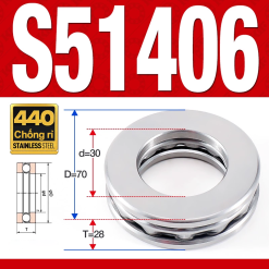 Vòng bi - bạc đạn S51406 (Chặn trục - Inox440C - 30*70*28 mm)