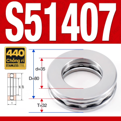 Vòng bi - bạc đạn S51407 (Chặn trục - Inox440C - 35*80*32 mm)