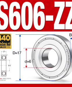 Vòng bi - bạc đạn mini S606-ZZ (Tốc độ cao - Inox 440C -  6*17*6 mm)